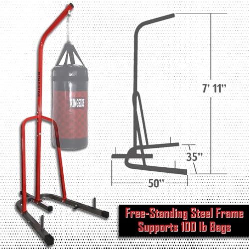 Ringside Prime Heavy Bag Stand, Free‑Standing Steel Frame Supports 100 lb Bags with 3 Stability Pegs, Full 180° Access, Easy Setup for Home or Gym, with or Without Speed Bag Platform