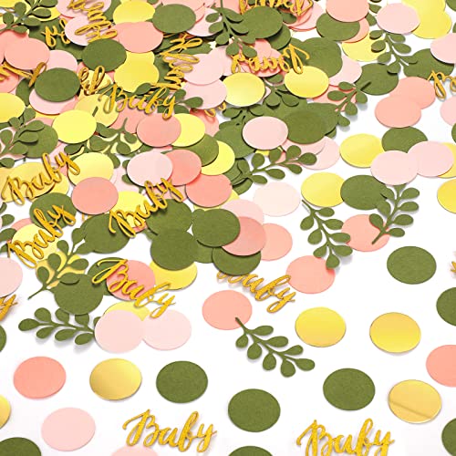 Minatee 400 Pcs Baby Shower Confetti Decorations Table Confetti Dots Gender Reveal Wedding Decor(Bright Color,Greenery Style) - style: Greenery Style