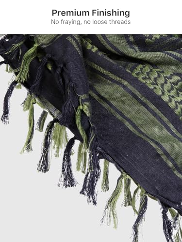 FREE SOLDIER Scarf Military Shemagh Tactical Desert Keffiyeh Head Neck Scarf Arab Wrap with Tassel for Men Women - color: Dark Green