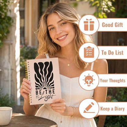 Inspirational Boho Christian Notebook - Religions Gift for Women, Be the Light Bible Verse Jounal, Christian Journaling for Church Notting Stationery Supplies - color: Be the Light