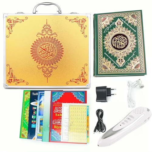 Digital Quran Pen Reader Translator Talking Reader Rechargeable Quran Book Read Pen with Multilingual 25 Reciters Muslims Gift Ramadan Gift Golden - color: Golden