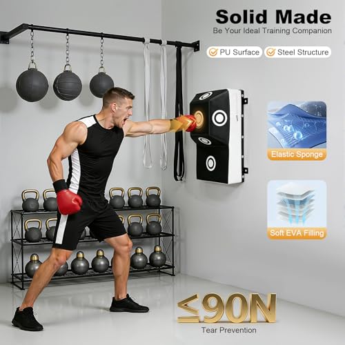 Wall Mount Uppercut Boxing Heavy Bag, MMA Training Punching Target Boxing Training Wall Target with Marking Points for Uppercuts, Hooks, Knees, Elbows, 13.78 * 9.84 * 23.62 inch
