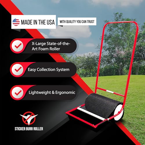 X-Large Remover Yard Tool Wide for Easy Yard Cleanup - Push Model 2.0 for Burr & Sticker Removal - Effortless Goat Head Roller and Picker - Made in USA (18" Extra Wide) - size: Extra Wide