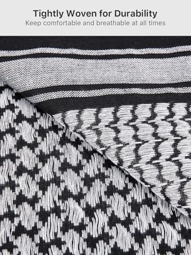 FREE SOLDIER Scarf Military Shemagh Tactical Desert Keffiyeh Head Neck Scarf Arab Wrap with Tassel for Men Women - color: Dark White