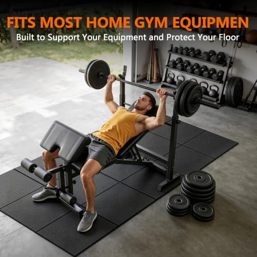 THAILE Gym Equipment Mat, 79" x 39"x 0.14" Exercise Equipment Mat | Heavy-duty floor protector for treadmills, ellipticals, bikes and weight equipment; reduces vibration, noise and floor damage - size: 79"L x 39"W x 0.1"Th
