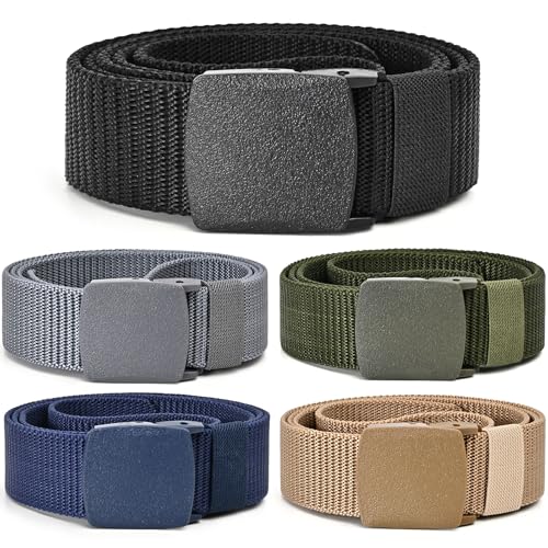 UNGGJKB Tactical Men's Nylon Belts,5 Pack Men Casual Canvas Belt