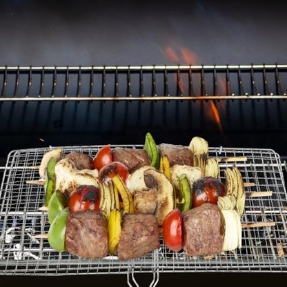 Toddmomy Portable Barbecue Grill Basket Fish Grill Basket with Handle for Outdoor Cooking Vegetables Meat and Seafood 15.35X8.26 Inch