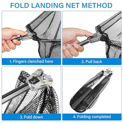 Fishing Net with Handle with Storage Bag,Portable Telescopic Fishing Net Telescoping Handle,Fish Net,Fishing Nets,Extend to 40-63 Inches for Kids Men Women - style: 1 Pack - 20.5" Full + 1 Carry Bag