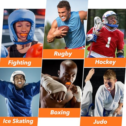 Mouth Guard Sports Youth Adult,Mouth Guard for Braces Soft,No Boiling - color: Dark Orange/Strapped