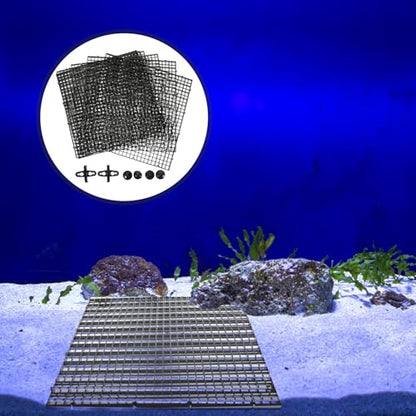 Ciieeo Aquarium Fish Tank Grid Divider with 18pcs Black Plastic Filter Boards 30x30cm Removable Partition Nets and 10 Suction Cups for Bottom Tank Isolation and Breeding Separation