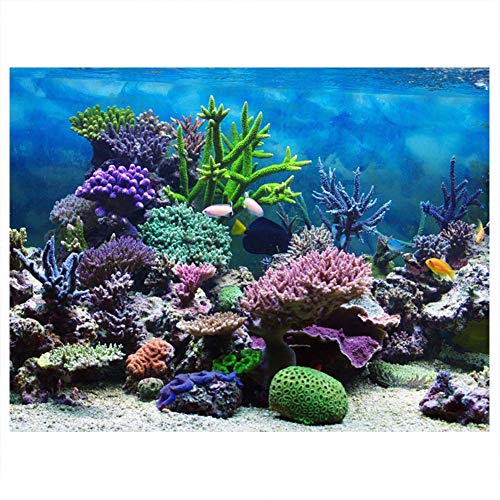PVC Adhesive Undersea Backdrop, Aquarium Corals Photography Background Fish Poster(76 * 46cm) - size: 76*46cm