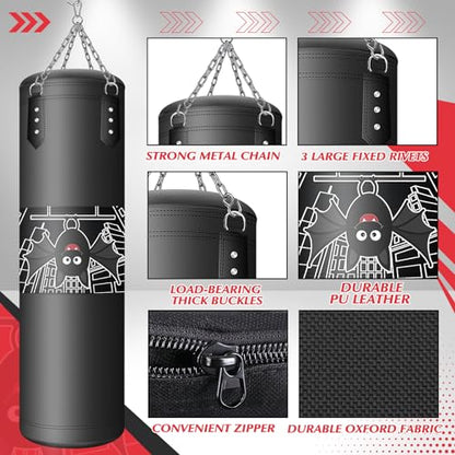 YORWHIN Punching Bag for Kids, 2.7FT Hanging Boxing Bag with Boxing Gloves, Kids Boxing Set Kickboxing Bag for Youth Boxing Karate Muay Thai Kick Taekwondo Training - style: Bats