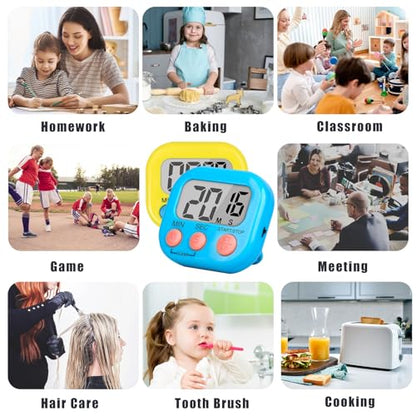 ZILLEEN Classroom Timer for Kids Teachers 2 Pack Digital Timers, Blue & Yellow - color: Blue & Yellow