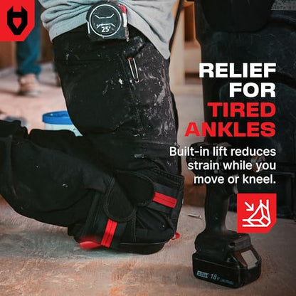 NoCry Professional Work Knee Pads for Men Construction with Ankle Support and Heavy Duty Anti-Slip Cap — Foam Cushion and Extra Thick Gel Padding — Reinforced Thigh & Shin Straps - style: Improved