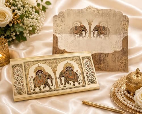 4OUR FAITH Royal Elephant Wedding Money Envelopes (Pack of 10) - size: Wedding Elephants 1 envelope (10)