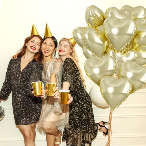 Light Gold Heart Balloons, 10PCS Love Foil for Wedding Bridal Shower Party - color: Light Gold
