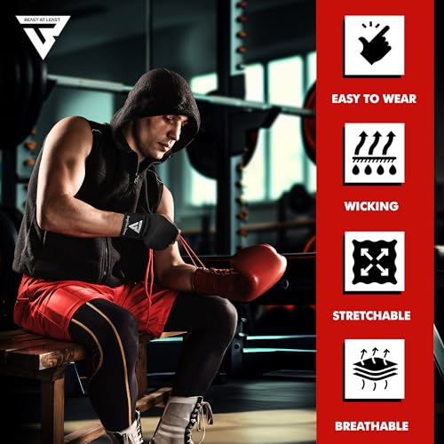 Gel Boxing Hand Wraps Inner Gloves for Men and Women, Quick 76cm Long Wrist Straps, Elasticated Padded Boxing Wraps for Muay Thai, MMA, Kickboxing, Martial Arts - size: Large-X-Large