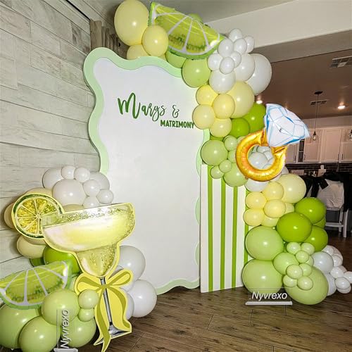154Pcs Margs and Matrimony Bachelorette Balloon Garland Arch Kit - color: Green White