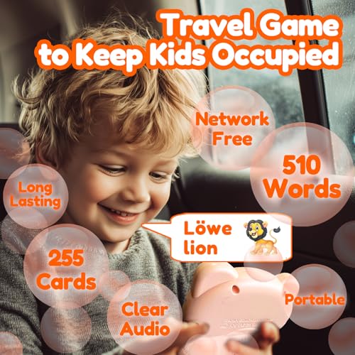 Talking Flash Cards Bilingual for Toddlers - German English Flashcards for Kids Adults, Test Mode, Pocket Speech Children, Interactive Vocabulary Learning, Audible Gifts Boy Girl (German) - color: German