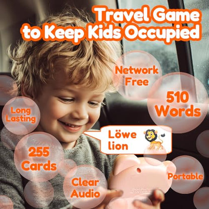 Talking Flash Cards Bilingual for Toddlers - German English Flashcards for Kids Adults, Test Mode, Pocket Speech Children, Interactive Vocabulary Learning, Audible Gifts Boy Girl (German) - color: German
