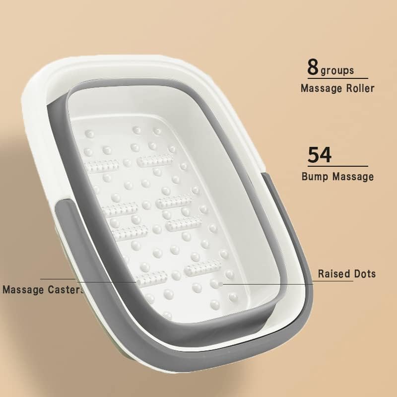 Collapsible Foot Bath Basin with Handles/Massage Acupoint (2 Pack) | Plastic Foot Bucket, Foot Soak Tub for Soaking Feet, Foldable Laundry Basket-Gery - color: Gray, size: 2 Pack