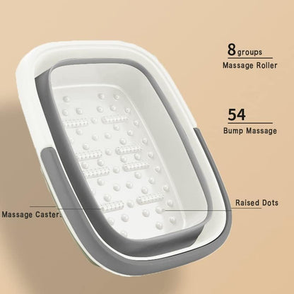 Collapsible Foot Bath Basin with Handles/Massage Acupoint (2 Pack) | Plastic Foot Bucket, Foot Soak Tub for Soaking Feet, Foldable Laundry Basket-Gery - color: Gray, size: 2 Pack