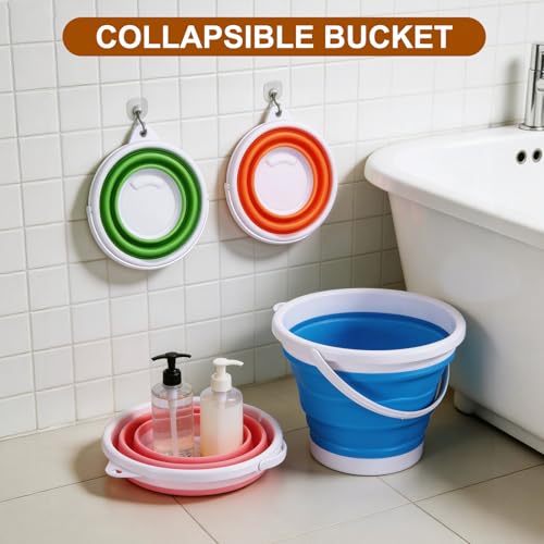 uxcell Collapsible Bucket, 0.8 Gallon (3L) Small Foldable Bucket, Portable Water Pail Round Tub Cleaning Tools with Handle for RV Camping Household Garden Fishing Car Wash, Green - color: Green