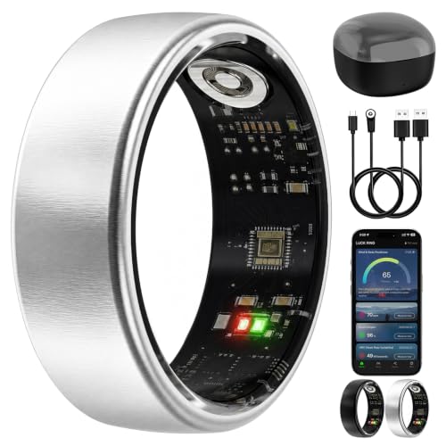 Smart Ring Wearable Health Metrics Monitor, Silver, Size 7 - color: Silver, size: 7