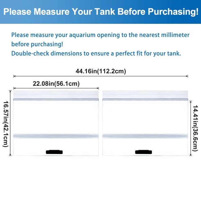 22.08 x 16.57in 2PCS Set Glass Canopy, (Each PCS) Clear Tempered Aquarium Fish Tank Hoods, ONLY FITS Aqueon 75/90/110 Gallon Aquarium Fish Tank - size: 2PCS-22.08 x 16.57 x 0.16in
