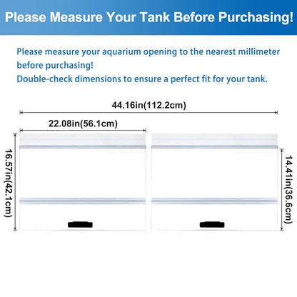 22.08 x 16.57in 2PCS Set Glass Canopy, (Each PCS) Clear Tempered Aquarium Fish Tank Hoods, ONLY FITS Aqueon 75/90/110 Gallon Aquarium Fish Tank - size: 2PCS-22.08 x 16.57 x 0.16in