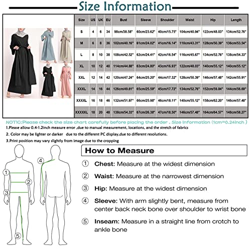 SGASY Womens Muslim Long Dress One Piece Long Sleeve Abayas Islamic Prayer Robes Summer Casual Loose Fit Kaftan with Pockets - color: 12-블랙, size: S