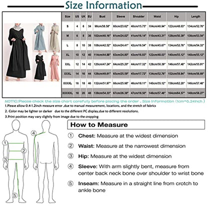 SGASY Womens Muslim Long Dress One Piece Long Sleeve Abayas Islamic Prayer Robes Summer Casual Loose Fit Kaftan with Pockets - color: 12-블랙, size: S