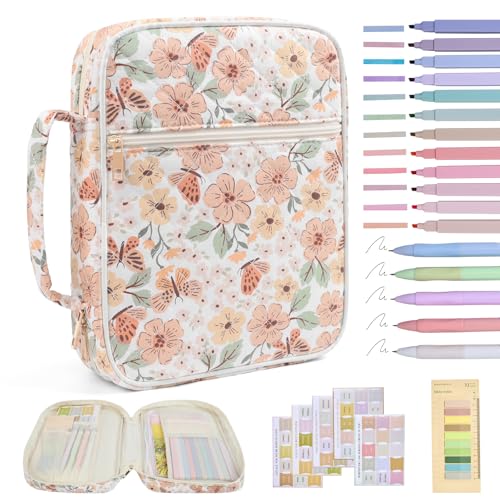 Bible Cover Case for Women Large Bible Cover with Durable Handle Quilted Bible Carrying Case for Girls Bible Study Supplies Accessories (Autumn Butterfly Bloom, Autumn Butterfly Bloom) - color: Autumn Butterfly Bloom