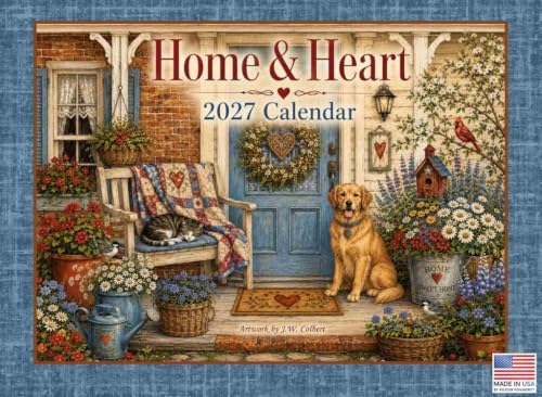 Home And Heart Calendar 2027 Folk Art Monthly Wall Calender 12 Month | American Made In The USA - color: Home and Heart