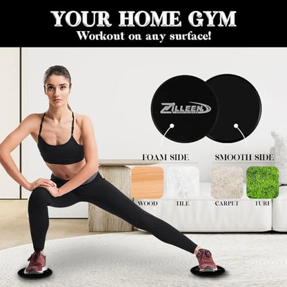 ZILLEEN Exercise Sliders for Working Out Pilates Fitness Discs 10pcs | Strength Slides for Yoga Pilates Aerobics Lunges Squats, Women & Men - color: Blue
