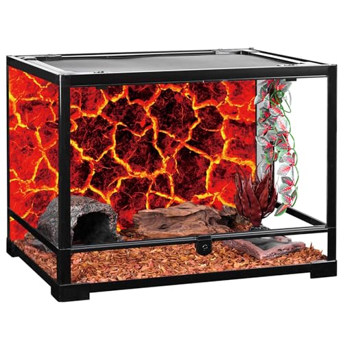 YongFoto Reptile Terrarium Background 48x24 inch Reptile Tank Background Heat Red Cracked Volcanic Eruption Lava Burning Ground Background Bearded Dragon Habitat Fish Tank Aquarium Background Backdrop - size: 48x24in/120x60cm