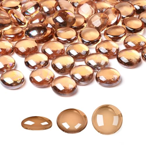 SUREAM 1LB Flat Glass Marbles, Brown Decorative Marbles for Vase Filler, Glass Beads Stone for Fish Tank Rocks Vase Fillers DIY Crafts Table Scatter Decor - color: Brown, size: 1LB