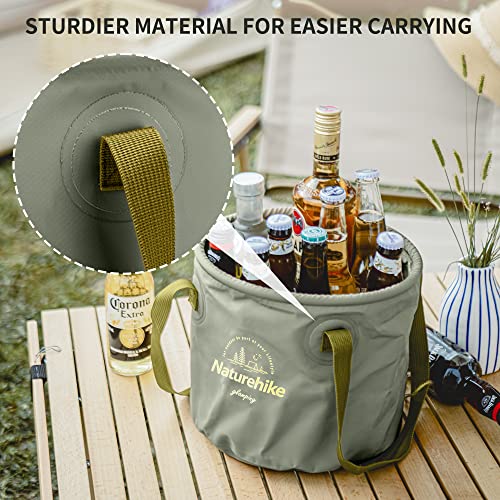 Naturehike Multifunctional Collapsible Water Basin, Folding Tub, Portable Bin, Lightweight Foldable Bucket with Handles for Camping, Dish Washing, Laundry, Fishing, Hiking - color: Army Green