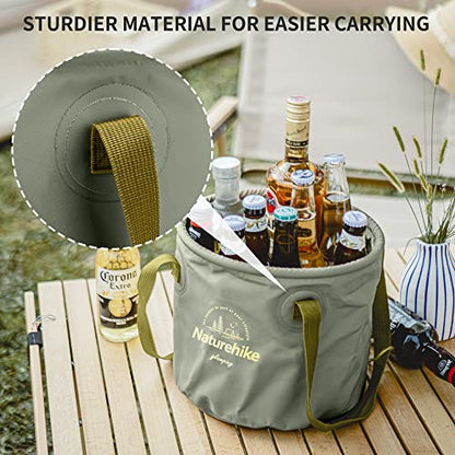 Naturehike Multifunctional Collapsible Water Basin, Folding Tub, Portable Bin, Lightweight Foldable Bucket with Handles for Camping, Dish Washing, Laundry, Fishing, Hiking - color: Army Green