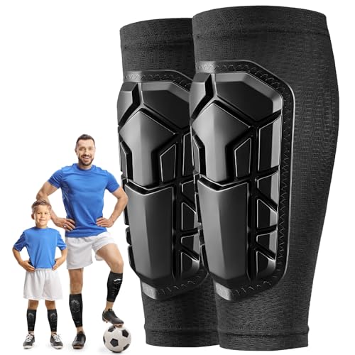 Soccer Shin Guards for Kids Youth, Ski Shin Guard Sleeves for 2-18 Years Old Boys Girls Adults, Protective Gear for Football Soccer, Calf Compression Sleeve with Honeycomb Pads - size: XX-Small