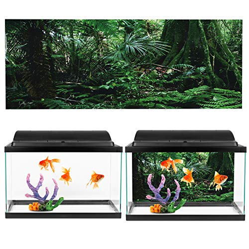 PVC Reptile Box Rainforest Background Poster Fish Tank Wall Picture Painting Decoration Self Adhesive Sticker HD Image Non Easy to Apply for Aquarium or Reptile (91 * 50cm) - size: 91*50cm