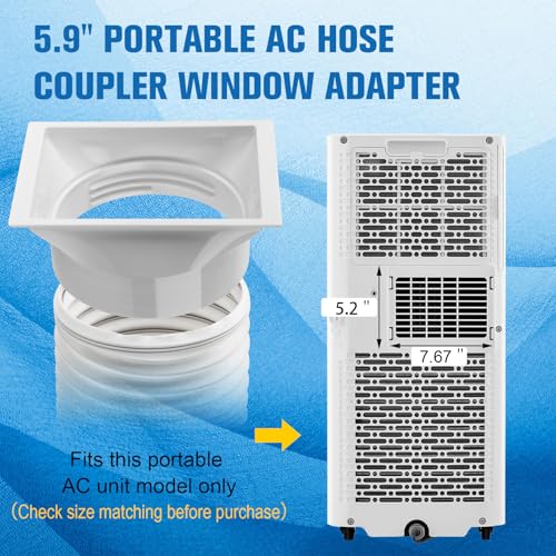 Portable Air Conditioner Hose Kit 5.9" Dia 59" Length Universal AC Hose with Adapter Flexible Exhaust Hose and AC Unit Tube Connector for Portable Air Conditioner Vent AA03 - size: Dia 5.9" Exhaust Hose L 59"&Coupler AA03