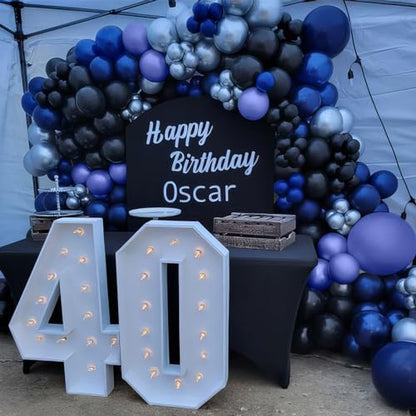 Blue and Black Balloons, Navy Blue and Silver Balloons Metallic Silver Dark Blue Balloon Party Latex Balloon Black Blue Ballons for Kids Adults Birthday Space Party Wedding Baby Shower - color: Blue Black and Silver