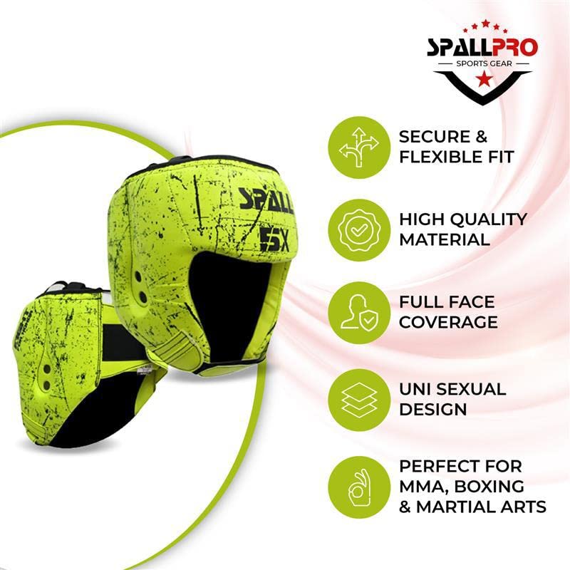 Spall Pro Boxing Headgear, Sparring Helmet for Fighting Sports Karate Boxing Martial Arts MMA and Taekwondo - color: F.Yellow