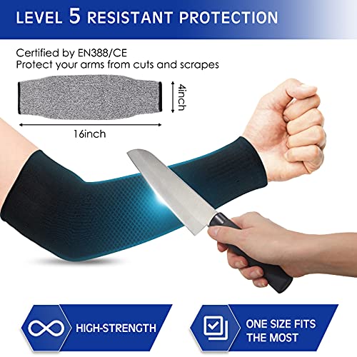 Geyoga Arm Sleeves Guards Cut Resistant HPPE,Large,Hppe,Blue - color: Black, Gray, size: Large, style: Hppe