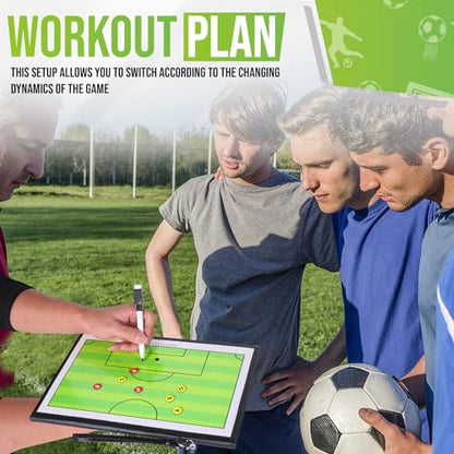 ZPU Dry Erase Coaching Board, Magnetic Coaches Clipboards, Portable Foldable Tactics Board with Dry Erase Marker Pen and Magnets – Basketball, Football, Soccer, Hockey - style: Soccer
