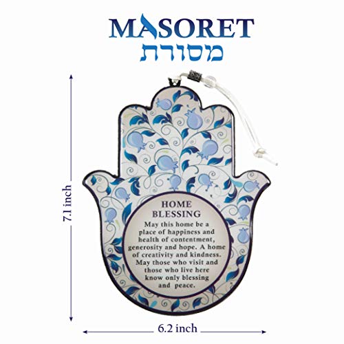 Epoxy Hamsa English Home Blessing 7.5" with Purple Pomegranates Motif - Good Luck Hamsa Hand Wall Hanging Decor, Evil Eye Protection Amulet - color: Set 10
