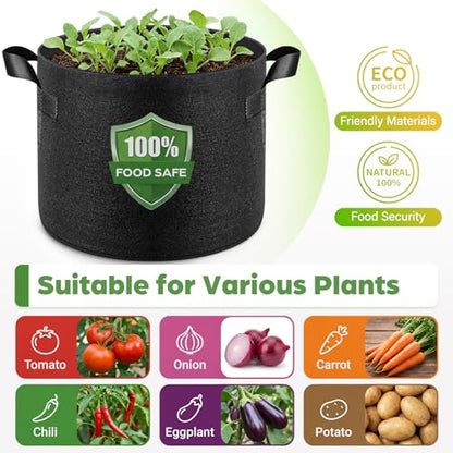 Songrey 10-Pack 10 Gallon Grow Bags | Thickened Nonwoven Fabric Pots, Outdoor Heavy Duty Garden Planters, Potato Grow Bags with Handles - color: Gray, size: 10 Gallons