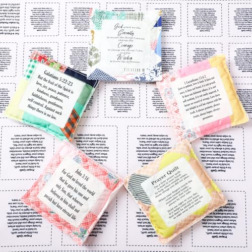 Ceenna Pocket Prayer Quilt Panel Squares with Small Wooden Crosses Mini Scripture Pocket Prayer Quilt Religious Spiritual Gift for Friend Family Easter Reward Gifts Easter Basket Stuffers(Brown Cross) - style: Brown Cross