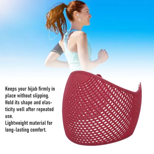 Bewinner Lightweight Hijab Under Scarf Base Layer | 2 Pack Non Slip Hair Grip Band Elastic Headband for Sports Black (Deep Red) - color: Deep Red